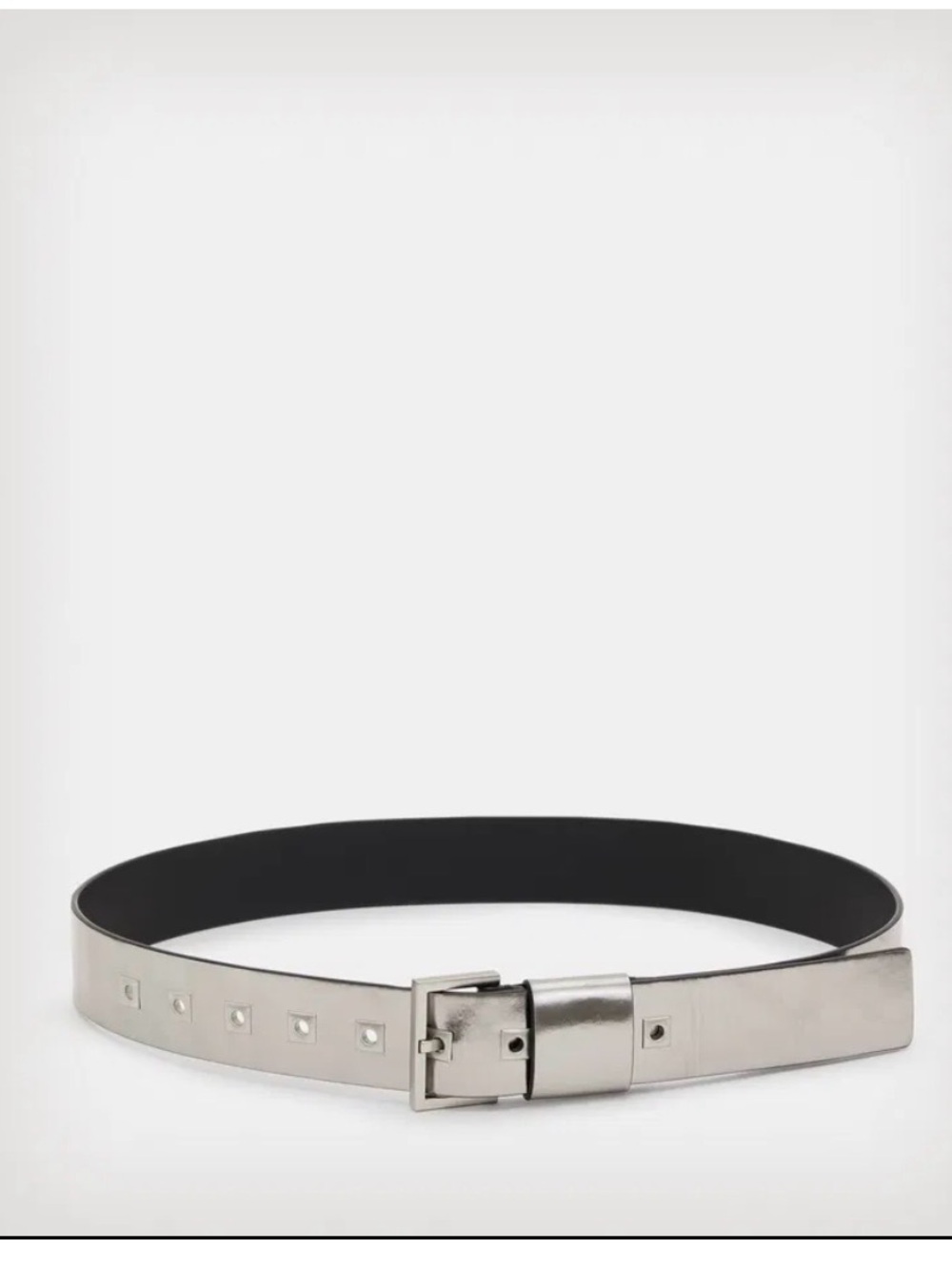 Allsaints Nieva Metallic Belt Small Silver Edgy Leather Party Rock Grunge Cool